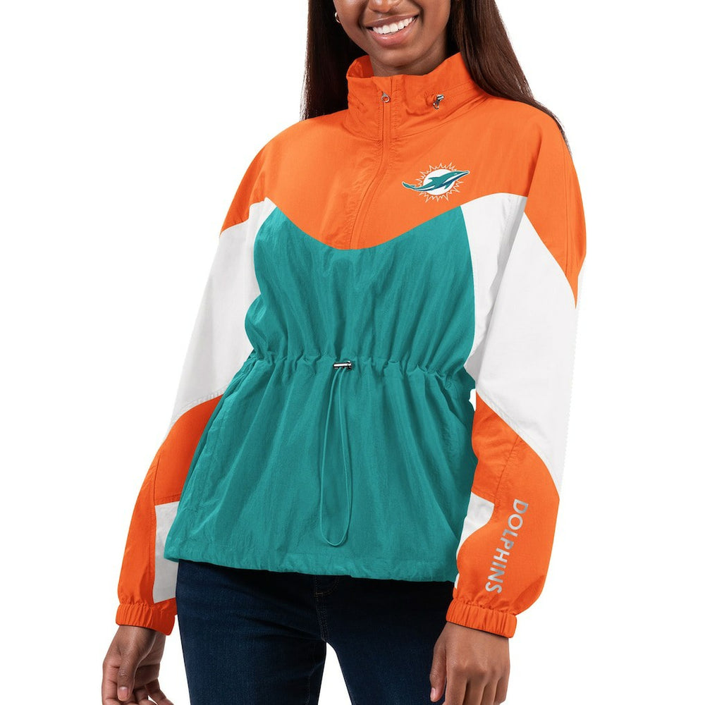 Miami Dolphins G-III 4Her by Carl Banks Women's Tie Breaker Lightweight Quarter-Zip Jacket | NFL Discount
