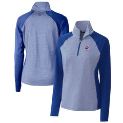 Chicago Cubs Cutter & Buck Women's DryTec Forge Tonal Stripe Half-Zip Top - MLB Tops