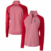 Cleveland Guardians Cutter & Buck Women's DryTec Forge Tonal Stripe Half-Zip Top - MLB Tops