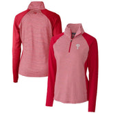 Philadelphia Phillies Cutter & Buck Women's DryTec Forge Tonal Stripe Half-Zip Top - MLB Tops