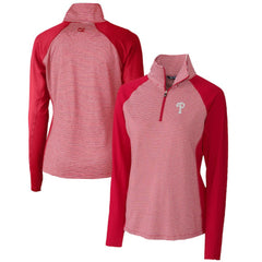 Philadelphia Phillies Cutter & Buck Women's DryTec Forge Tonal Stripe Half-Zip Top - MLB Tops