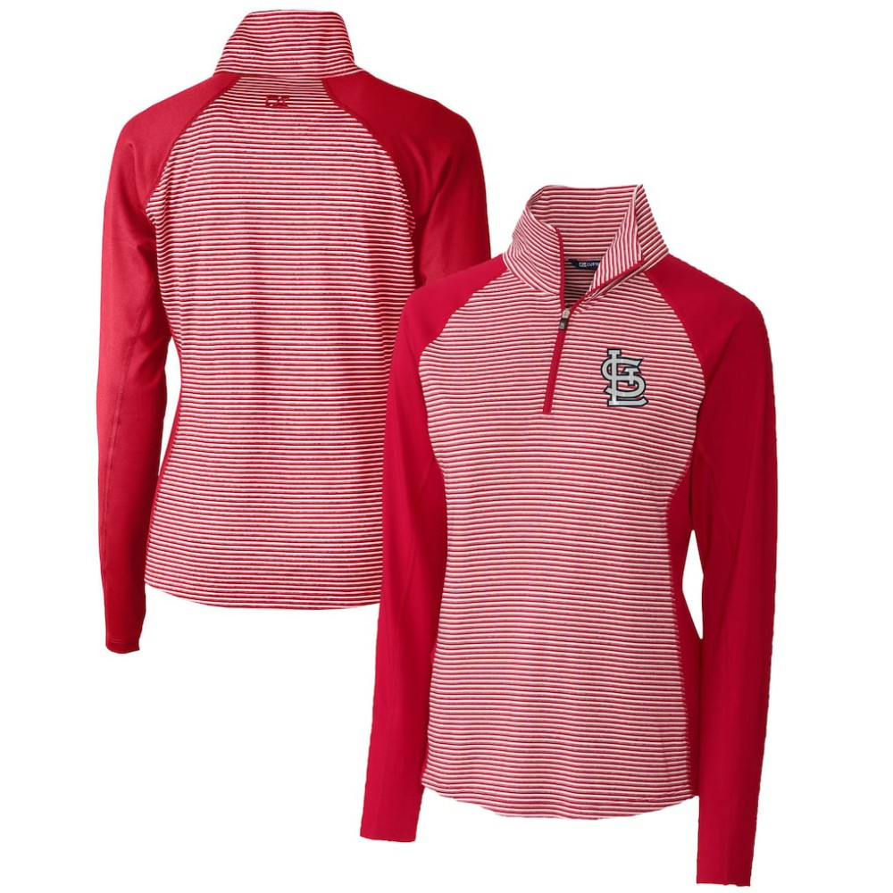 St. Louis Cardinals Cutter & Buck Women's DryTec Forge Tonal Stripe Half-Zip Top - MLB Tops