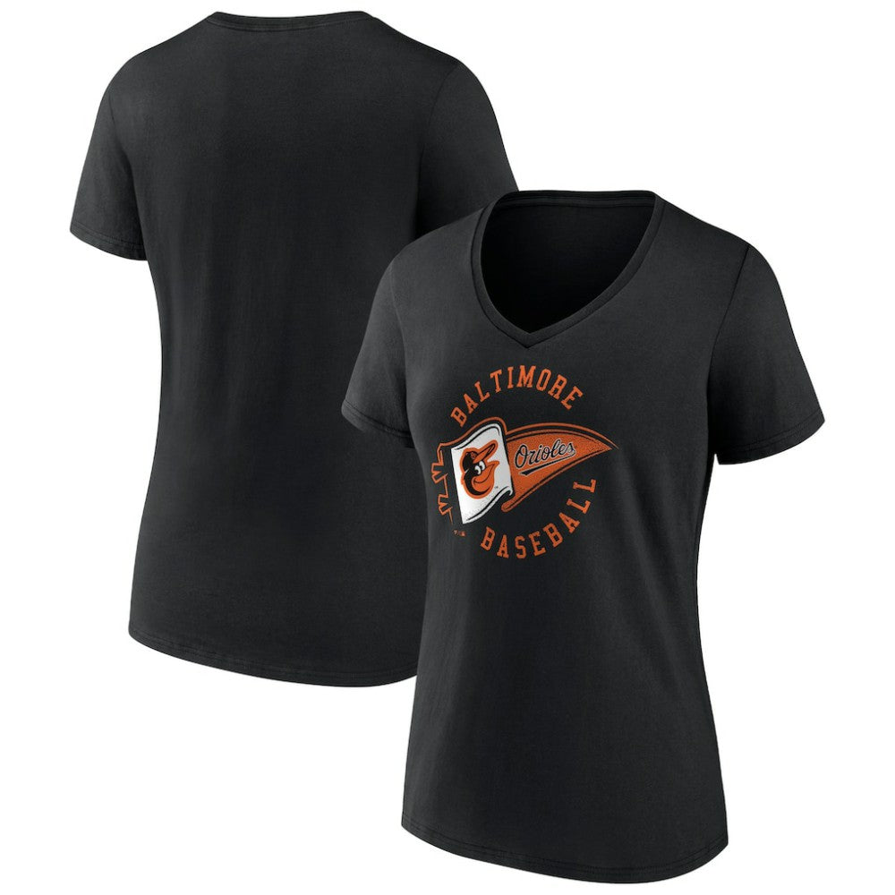 Baltimore Orioles Women's Hometown Baltimore Pennant V-Neck T-Shirt - MLB T-shirts