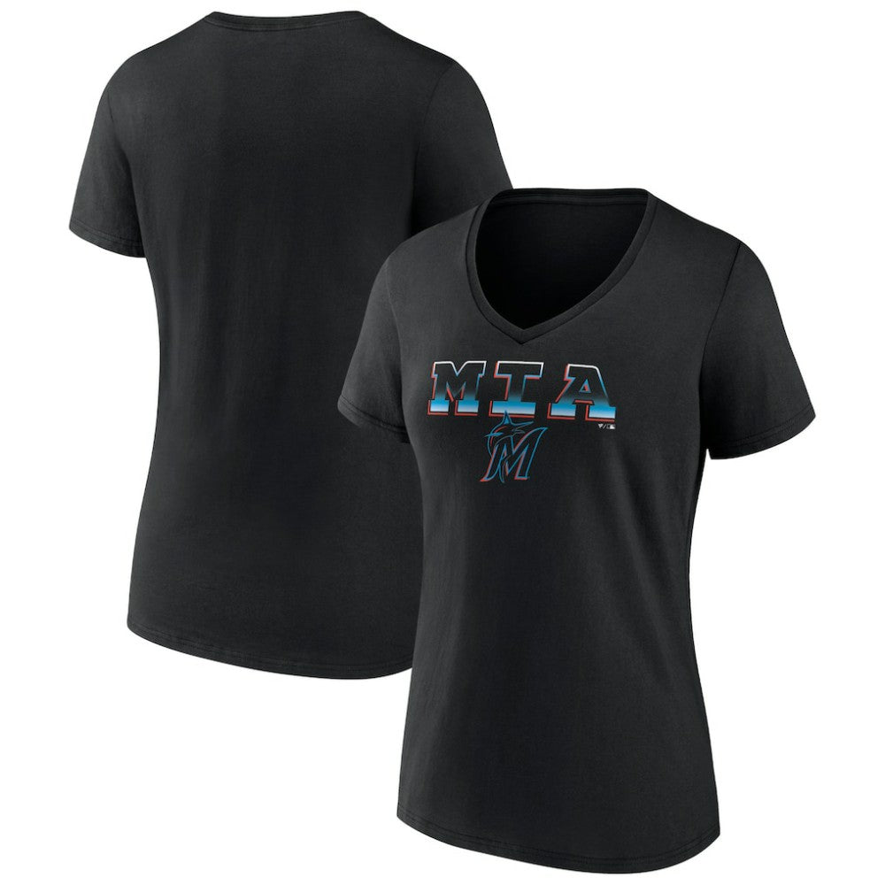 Miami Marlins Women's Hometown Baseball 305 V-Neck T-Shirt - MLB T-shirts