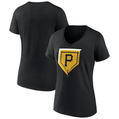 Pittsburgh Pirates Women's Hometown Steel Plate V-Neck T-Shirt - MLB T-shirts