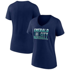 Seattle Mariners Women's Hometown Emerald Baseball V-Neck T-Shirt - MLB T-shirts