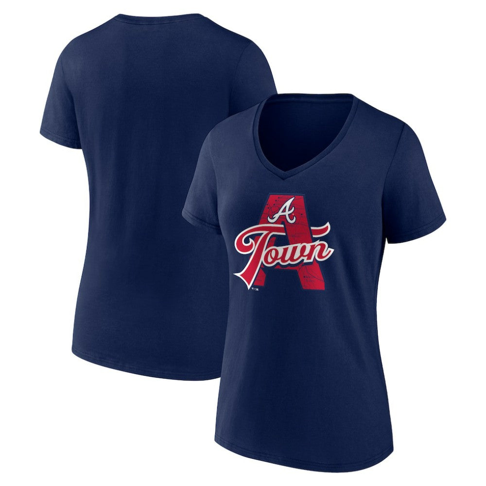 Atlanta Braves Women's Hometown A Town Map V-Neck T-Shirt - MLB T-shirts
