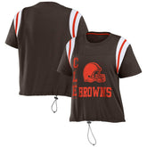 Cleveland Browns WEAR by Erin Andrews Women's Cinched Colorblock T-Shirt | NFL Hot