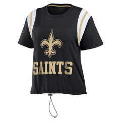 New Orleans Saints WEAR by Erin Andrews Women's Cinched Colorblock T-Shirt | NFL US