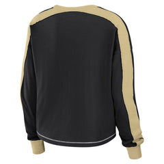 New Orleans Saints WEAR by Erin Andrews Women's Color Block Modest Crop Long Sleeve T-Shirt | NFL Discount