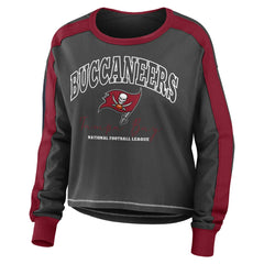 Tampa Bay Buccaneers WEAR by Erin Andrews Women's Color Block Modest Crop Long Sleeve T-Shirt | NFL On sale