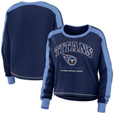 Tennessee Titans WEAR by Erin Andrews Women's Color Block Modest Crop Long Sleeve T-Shirt | NFL Near me