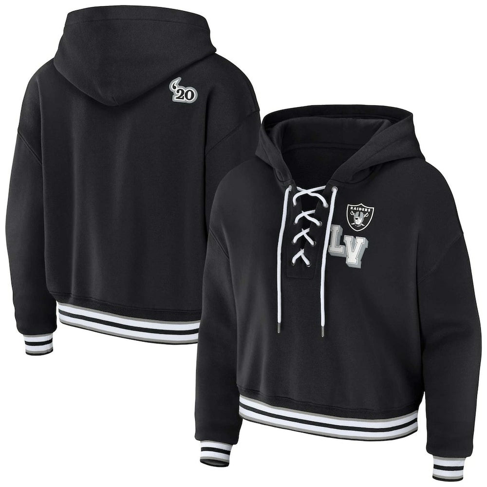 Las Vegas Raiders WEAR by Erin Andrews Women's Lace-Up Pullover Hoodie | NFL New