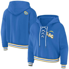 Los Angeles Chargers WEAR by Erin Andrews Women's Lace-Up Pullover Hoodie | NFL Discount