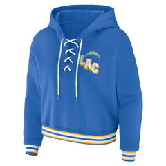 Los Angeles Chargers WEAR by Erin Andrews Women's Lace-Up Pullover Hoodie | NFL Discount
