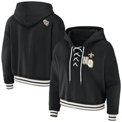 New Orleans Saints WEAR by Erin Andrews Women's Lace-Up Pullover Hoodie | NFL Outlet