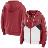 Arizona Cardinals WEAR by Erin Andrews Women's Color Block Light Weight Modest Crop Full-Zip Hoodie | NFL Sale