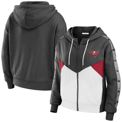 Tampa Bay Buccaneers WEAR by Erin Andrews Women's Color Block Light Weight Modest Crop Full-Zip Hoodie | NFL Discount