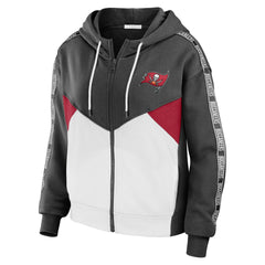 Tampa Bay Buccaneers WEAR by Erin Andrews Women's Color Block Light Weight Modest Crop Full-Zip Hoodie | NFL Discount