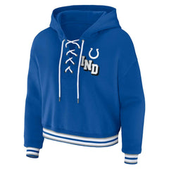 Indianapolis Colts WEAR by Erin Andrews Women's Plus Size Lace-Up Pullover Hoodie | NFL US
