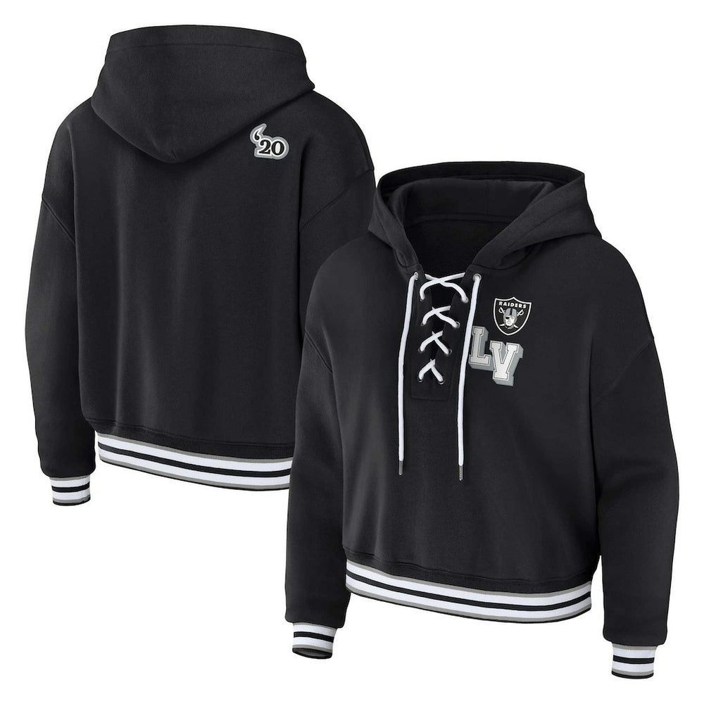 Las Vegas Raiders WEAR by Erin Andrews Women's Plus Size Lace-Up Pullover Hoodie | NFL On sale