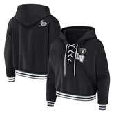 Las Vegas Raiders WEAR by Erin Andrews Women's Plus Size Lace-Up Pullover Hoodie | NFL On sale