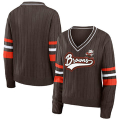 Cleveland Browns WEAR by Erin Andrews Women's Throwback V-Neck Sweater | NFL Outlet