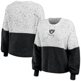 Las Vegas Raiders WEAR by Erin Andrews Women's Lighweight Modest Crop Color-Block Pullover Sweater | NFL Sale