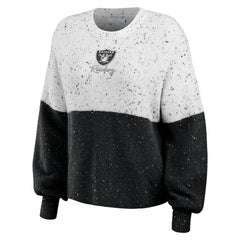 Las Vegas Raiders WEAR by Erin Andrews Women's Lighweight Modest Crop Color-Block Pullover Sweater | NFL Sale