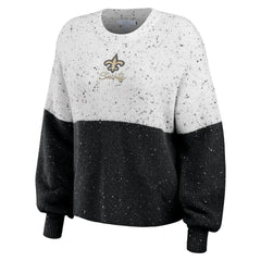 New Orleans Saints WEAR by Erin Andrews Women's Lighweight Modest Crop Color-Block Pullover Sweater | NFL Sale