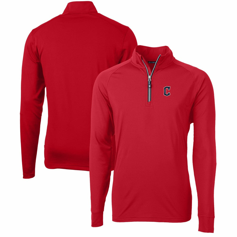 Cleveland Guardians Cutter & Buck Adapt Eco Knit Stretch Recycled Quarter-Zip Pullover Top - MLB Pullover