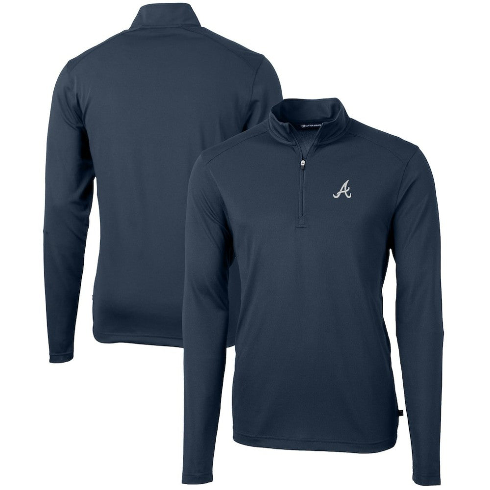 Atlanta Braves Cutter & Buck Virtue Eco Pique Recycled Quarter-Zip Pullover Top - MLB Pullover