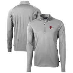 Philadelphia Phillies Cutter & Buck Virtue Eco Pique Recycled Quarter-Zip Pullover Top - MLB Pullover