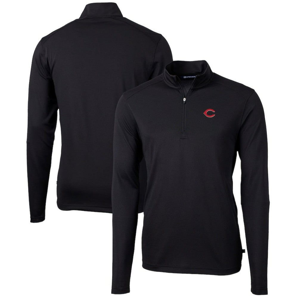 Cincinnati Reds Cutter & Buck Virtue Eco Pique Recycled Quarter-Zip Pullover Top - MLB Pullover