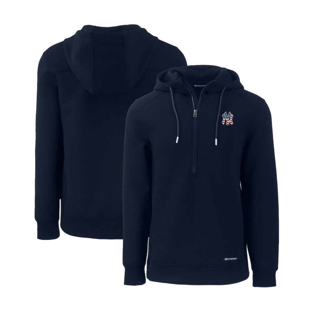 New York Yankees Cutter & Buck Stars & Stripes Roam Eco Half-Zip Recycled Pullover Hoodie - MLB Hoodies