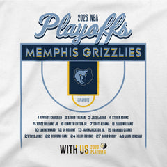 White Memphis Grizzlies Stadium Essentials Unisex 2023 NBA Playoffs Roster T-Shirt | NBA