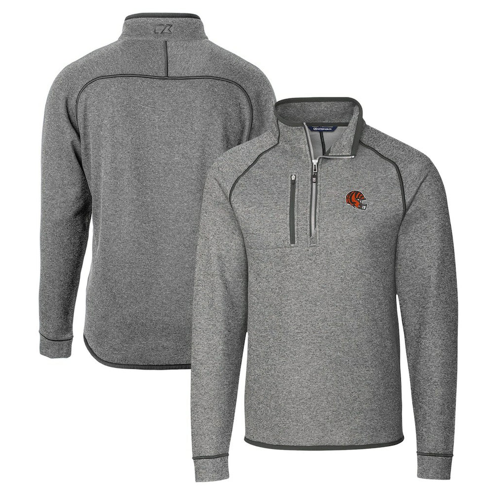 Cincinnati Bengals Cutter & Buck Helmet Mainsail Sweater-Knit Half-Zip Pullover Jacket | NFL Discount