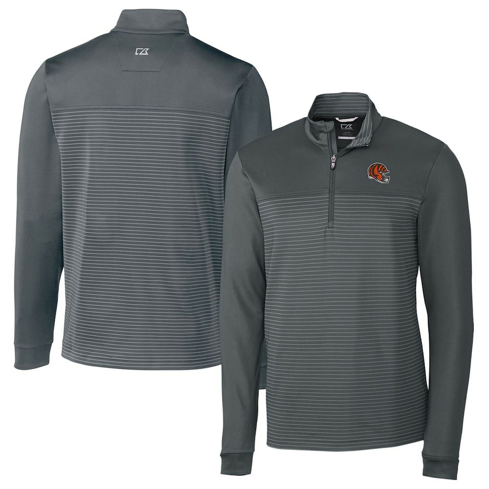 Cincinnati Bengals Cutter & Buck Traverse Stripe Stretch Quarter-Zip Pullover Top | NFL Discount