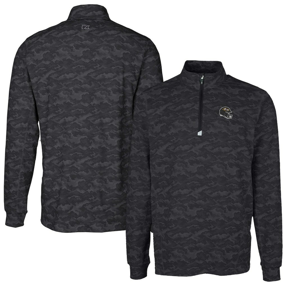 Baltimore Ravens Cutter & Buck Helmet Traverse Camo Print Stretch Quarter-Zip Pullover Top | NFL Hot