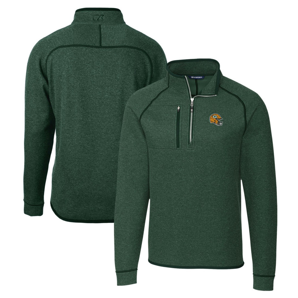 Green Bay Packers Cutter & Buck Helmet Mainsail Sweater-Knit Half-Zip Pullover Jacket | NFL Sale