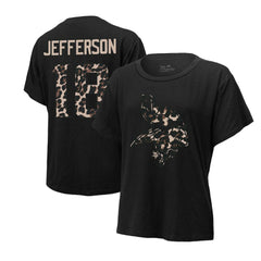 Minnesota Vikings Justin Jefferson Majestic Threads Women's Leopard Player Name & Number T-Shirt | NFL Hot
