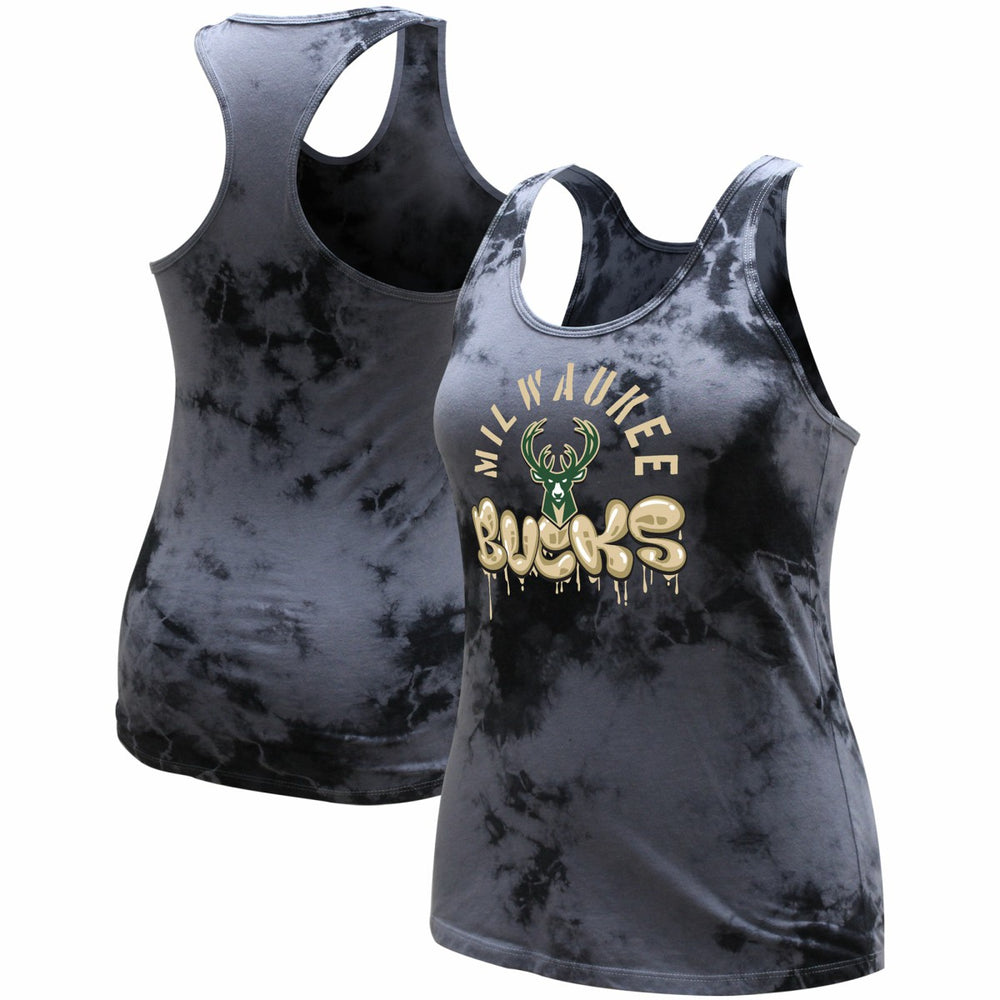 Charcoal Milwaukee Bucks Stadium Essentials Women's Street Art Dark Crystal Washed Tank Top | NBA