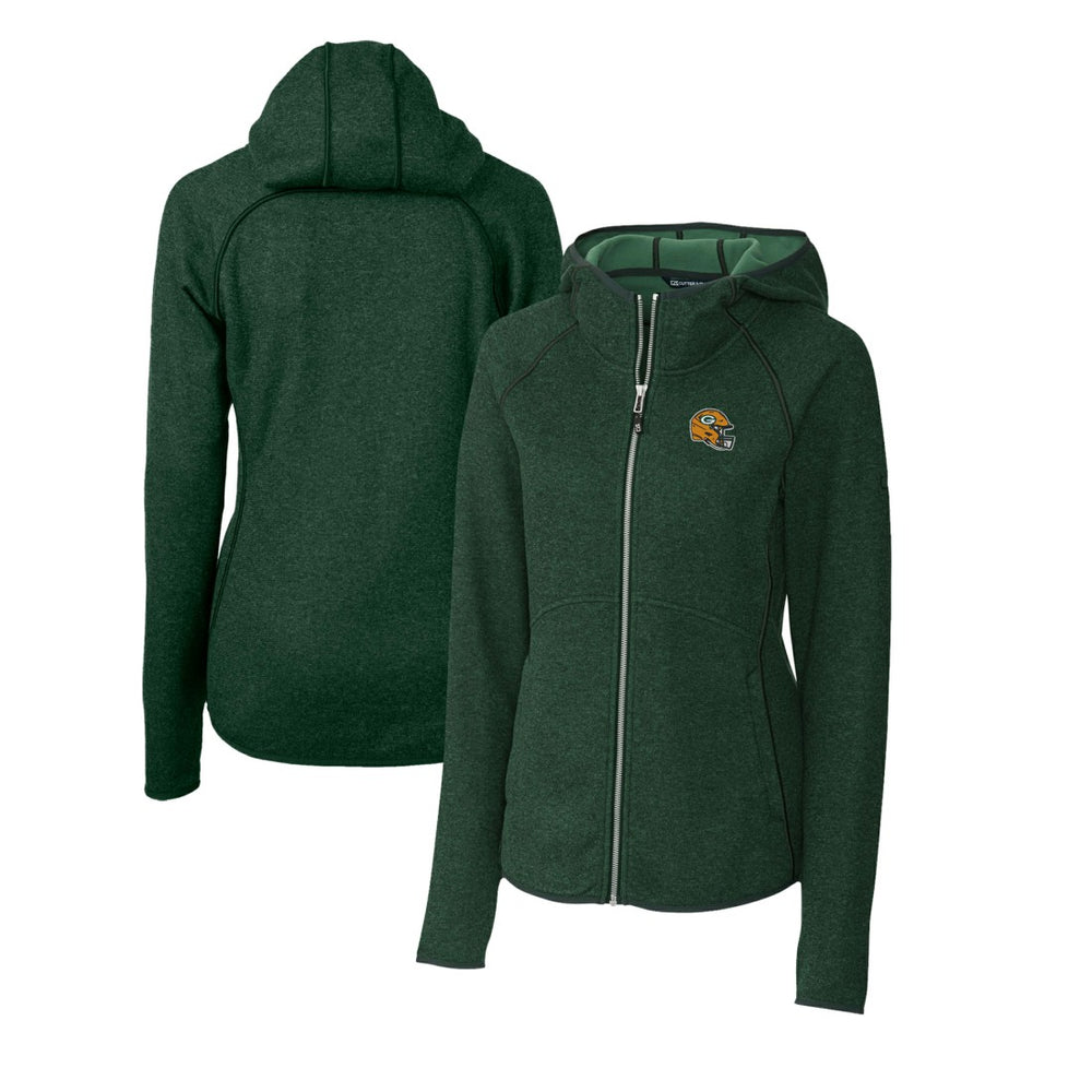 Green Bay Packers Cutter & Buck Women's Helmet Logo Mainsail Sweater-Knit Full-Zip Hoodie | NFL Near me