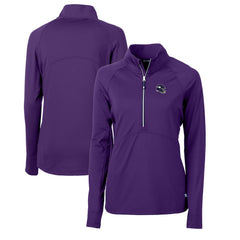 Minnesota Vikings Cutter & Buck Women's Helmet Logo Adapt Eco Knit Stretch Recycled Half-Zip Pullover Top | NFL Hot