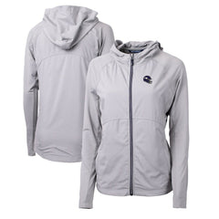 Minnesota Vikings Cutter & Buck Women's Helmet Logo Adapt Eco Knit Hybrid Recycled Full-Zip Hoodie | NFL Sale