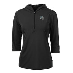 Carolina Panthers Cutter & Buck Women's Helmet Logo DryTec Virtue Eco Pique Recycled 3/4-Sleeve Half-Zip Pullover Hoodie | NFL New