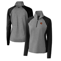 Cincinnati Bengals Cutter & Buck Women's Helmet Logo DryTec Forge Tonal Stripe Stretch Half-Zip Top | NFL Sale