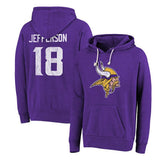 Minnesota Vikings Justin Jefferson Majestic Threads Name & Number Tri-Blend Pullover Hoodie | NFL Outlet
