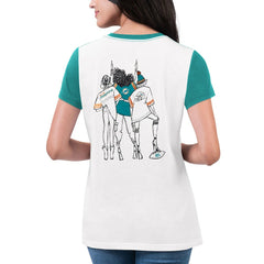 Miami Dolphins G-III 4Her by Carl Banks Women's Fashion Illustration T-Shirt | NFL New