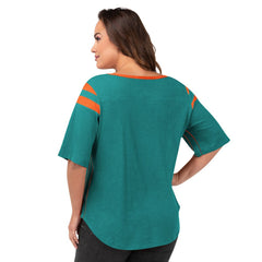 Miami Dolphins G-III 4Her by Carl Banks Women's Plus Size Linebacker T-Shirt | NFL Outlet